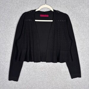 Love Scarlett Cropped Crochet Cardigan Sweater Medium Ruffle Dainty Coquette